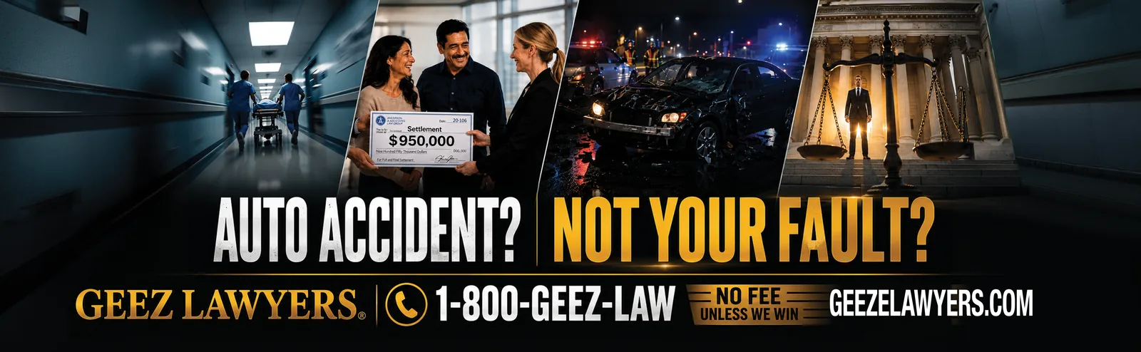 The Car Wreck 14×48 billboard — auto accident campaign art for a PI law firm