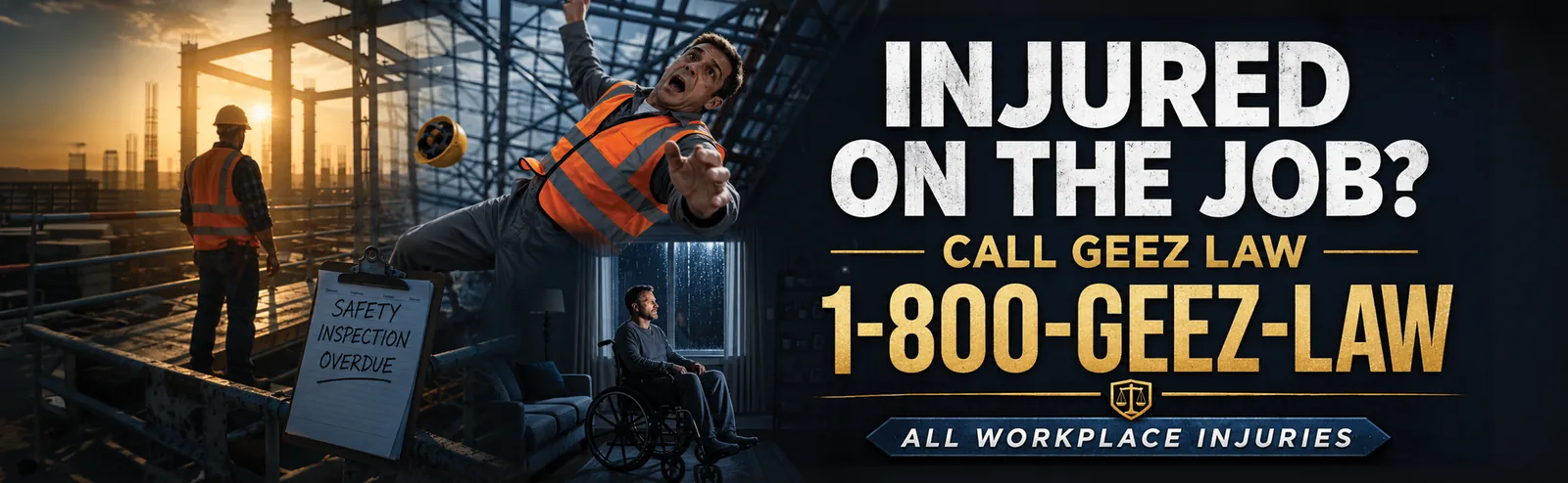 The Jobsite 14×48 billboard — workplace injury campaign art for a PI law firm