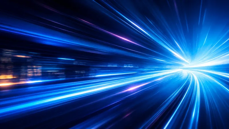 Abstract light-speed motion streaks evoking a fast response to an incoming lead