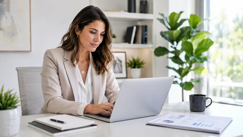 Marketing director checking state availability on a laptop